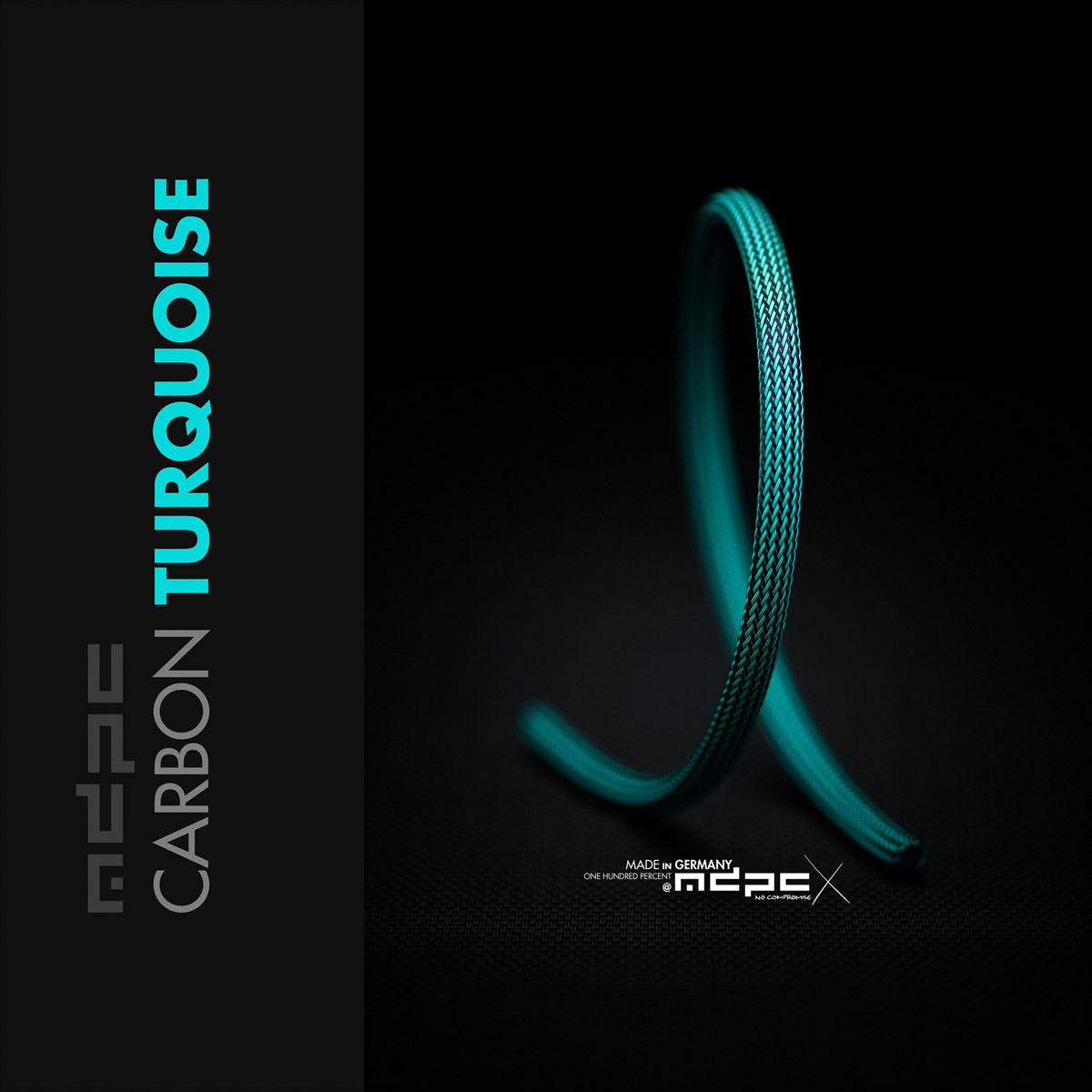 Carbon-Turquoise Cable Sleeves MEDIUM