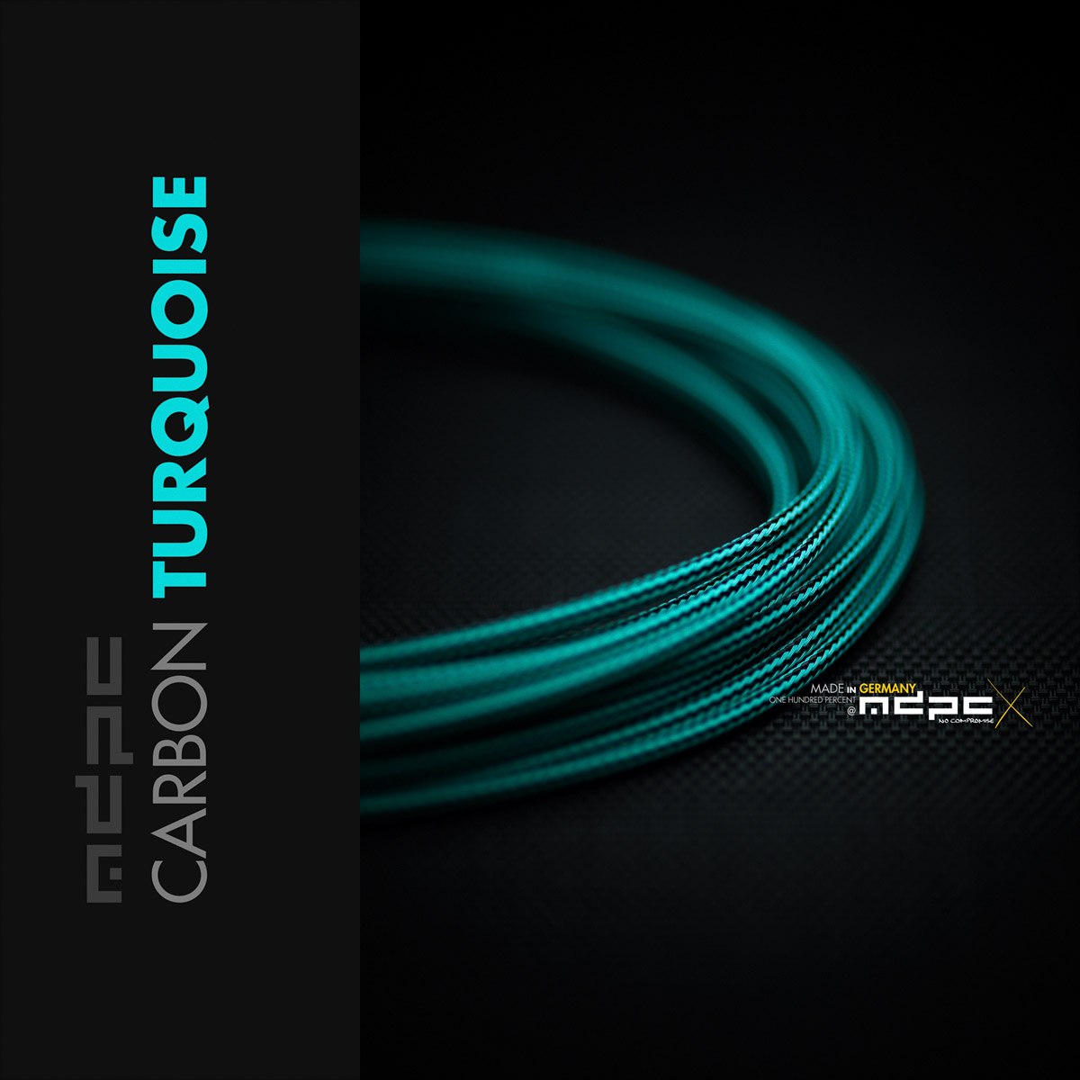 Carbon-Turquoise Cable Sleeving SMALL
