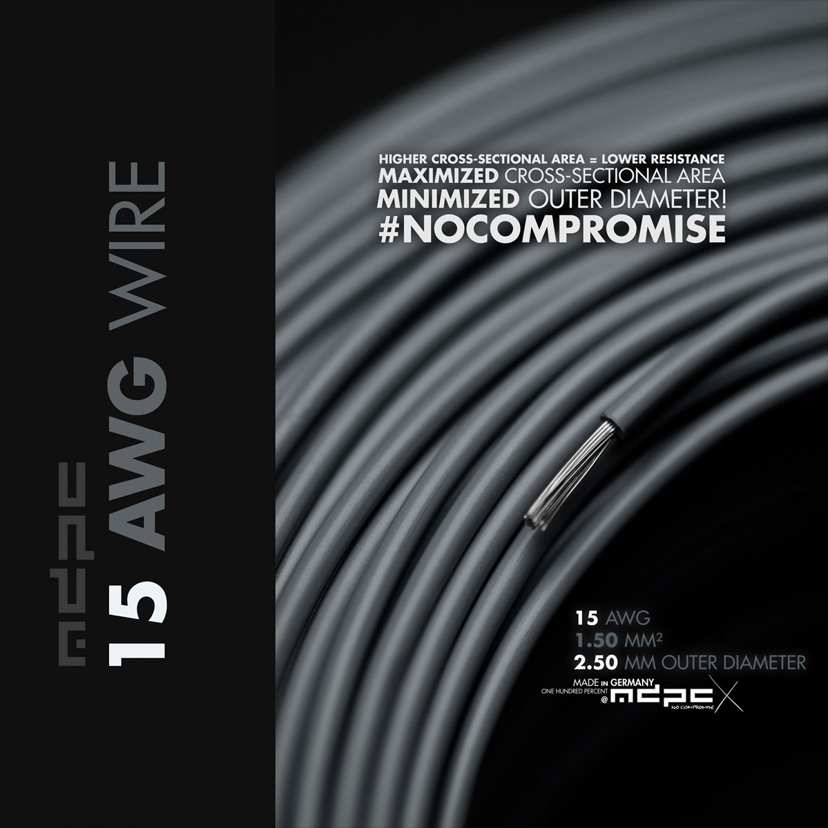 15-AWG hook-up wire GREY 100m