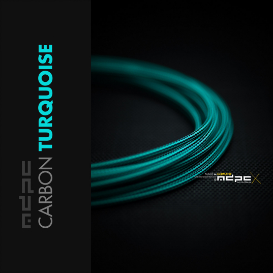 Carbon-Turquoise Cable Sleeving SMALL