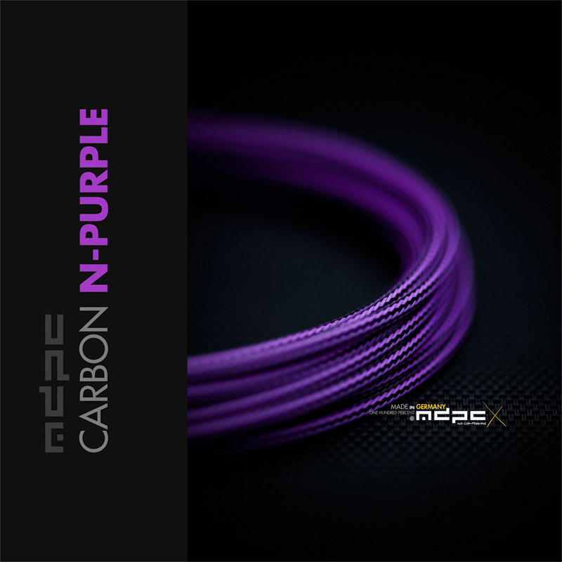 Carbon-N-Purple cable sleeve for high-end custom cables.
