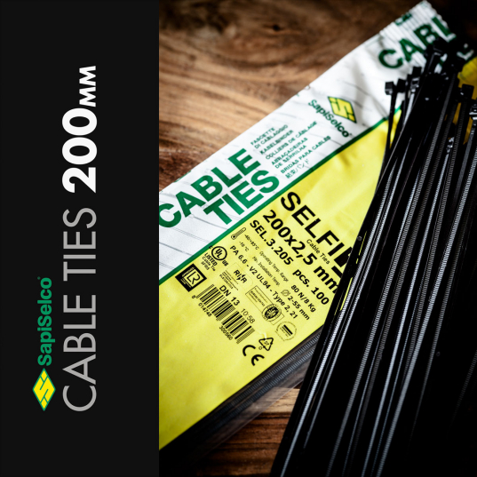 SapiSelco Cable-Ties Black 200mm